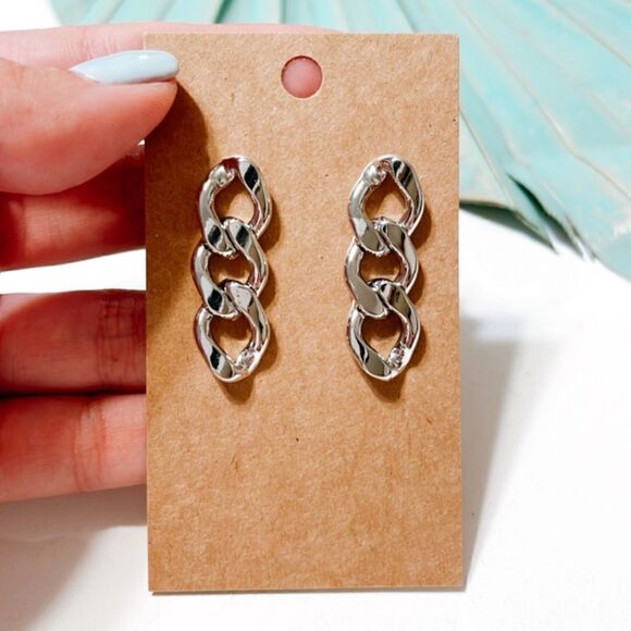 Silver chain drop earrings S176 - Picture 3 of 5